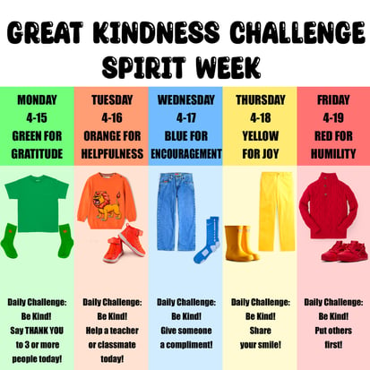 Great Kindness Challenge Spirit Week